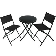 tectake Bistro set zložljiv, za 2 osebi UV-obstojen UV-obstojen - Črna