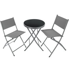 tectake Bistro set zložljiv, za 2 osebi UV-obstojen UV-obstojen - Siva