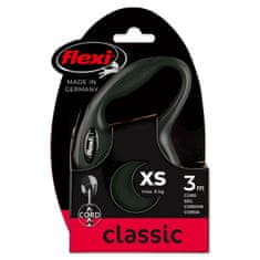 Flexi New Classic Cord XS 3 m (8 kg) črna