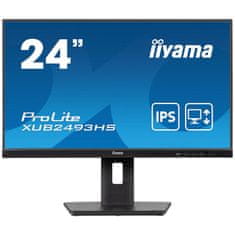 iiyama ProLite monitor XUB2493HSU-B6 24", IPS, 100 Hz, nastavljiv po višini, črn, ultra tanek okvir, HDMI, DisplayPort, reduktor modre svetlobe, brez utripanja