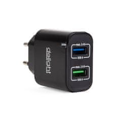 Delight 55045-2BK 2USB Black, hišni polnilec