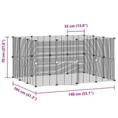 Vidaxl Ograda za hišne ljubljenčke z 28 paneli črna 35x35 cm jeklo