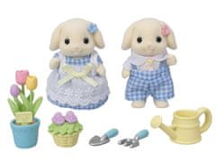 Sylvanian Families Komplet vrtnarjenja cvetjaSestrica in bratec Flora Rabbit