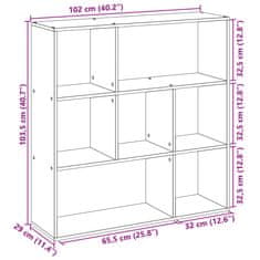 Vidaxl Pregrada s knjižno omaro starinski les 102x29x103,5 cm inž. les