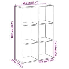 Vidaxl Pregrada s knjižno omaro sonoma hrast 69,5x29x103,5 cm inž. les