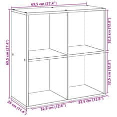 Vidaxl Pregrada s knjižno omaro betonsko siva 69,5x29x69,5 cm inž. les