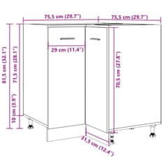 Vidaxl Kuhinjska omarica starinski les 75,5x75,5x81,5 cm inž. les