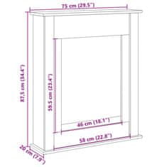 Vidaxl Okvir za kamin betonsko siv 75x20x87,5 cm inženirski les