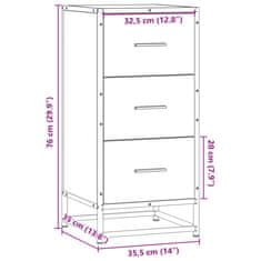 Vidaxl Komoda sonoma hrast 35,5x35x76 cm inženirski les in kovina