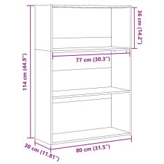 Vidaxl Knjižna omara rjavi hrast 80x30x114 cm inženirski les