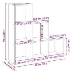 Vidaxl Pregrada s knjižno omaro 3-nadstropna artisan hrast 99x29x99 cm