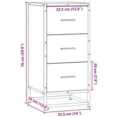 Vidaxl Komoda črna 35,5x35x76 cm inženirski les in kovina