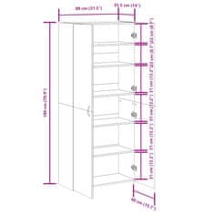 Vidaxl Omara za čevlje starinski les 80x35,5x180 cm inženirski les