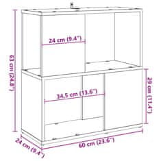 Vidaxl Knjižna omara artisan hrast 60x24x63 cm inženirski les