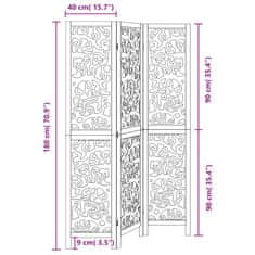 Vidaxl Paravan 3-delni črn trden les pavlovnije