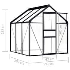 Vidaxl Rastlinjak antracit iz aluminija 3,61 m³