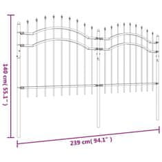 Vidaxl Vrtna ograja s suličastim vrhom črna 140 cm prašno jeklo