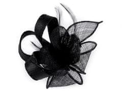 Fascinator / broška cvet s perjem - črna