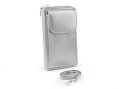 Denarnica Crossbody z žepom za mobilni telefon 11x19 cm - srebrna