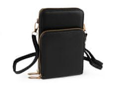 Denarnica Crossbody z žepom za mobilni telefon 11,5x18 cm - črna