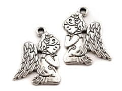 Obesek angel 17x20 mm - platina s patino (4 kosi)