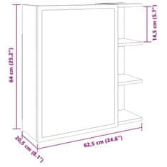 Vidaxl Kopalniška omarica z ogledalom sonoma hrast 62,5x20,5x64 cm