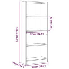 Vidaxl Knjižna omara sonoma hrast 60x24x143 cm inženirski les