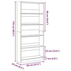 Vidaxl Knjižna omara artisan hrast 80x24x176 cm inženirski les