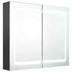 Vidaxl LED kopalniška omarica z ogledalom siva 80x12x68 cm