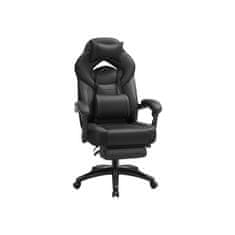 shumee Gaming stol, pisarniški stol z oporo za noge, pisarniški stol, ergonomska oblika, nastavljiv vzglavnik, ledvena opora, nosilnost do 150 kg, črna OBG077B01