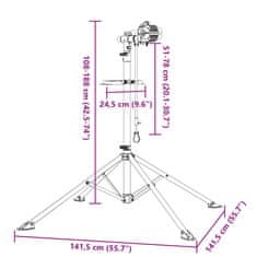 Vidaxl Stojalo za popravilo kolesa zložljivo nastavljivo 108-188 cm