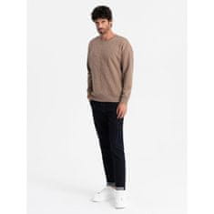 OMBRE Pánská mikina RELAXED FIT s vyraženým písmem hnědá V3 OM-SSNZ-0164 MDN127128 S