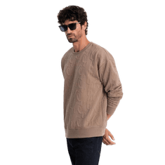 OMBRE Pánská mikina RELAXED FIT s vyraženým písmem hnědá V3 OM-SSNZ-0164 MDN127128 S