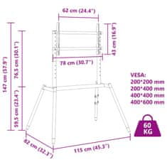 Vidaxl Stojalo za TV za 37-86" zaslon maks. VESA 400x600 mm 60 kg