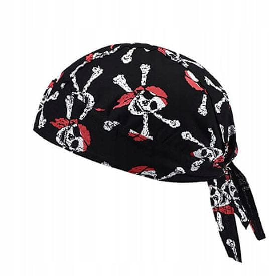 Korbi Piratska bandana z lobanjami, korsarska ruta, karneval, noč čarovnic