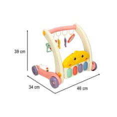 WOWO Bibi-inn izobraževalni voziček 2 v 1 in podloga za klavir roza