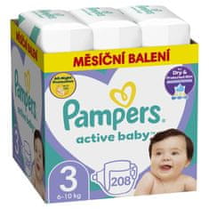 Pampers Active Baby plenice za enkratno uporabo 3 (6-10 kg) 208 kosov - MESEČNA DOBAVA