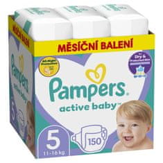 Pampers Active Baby plenice za enkratno uporabo 5 (11-16 kg) 150 kosov - MESEČNA DOBAVA