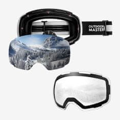 Outdoor master Smučarska Očala Pro Snow + prozorna leča, White frame with REVO Silver