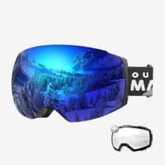 Outdoor master Smučarska Očala Pro Snow + prozorna leča, Black frame with Blue lens