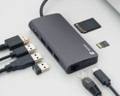 Natec Fowler 2 adapter, USB hub, USB-A, HDMI, USB-C, microSD