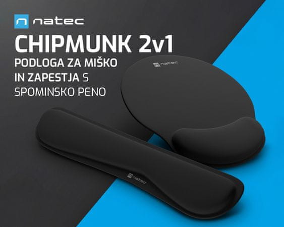 Natec Chipmunk 2v1 podloga za miško, ergonomska, spominska pena