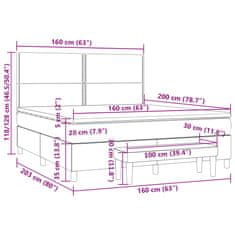 Vidaxl Box spring postelja z vzmetnico temno zelena 160x200 cm žamet