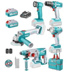 Total 5-delni industrijski kombinirani komplet litij-ion, 20V/2x4Ah/TIWLI2038/TDLI20051/TRHLI20228/TAGLI201158/TWLI2023/ INDUSTRIAL (TCKLI2019)