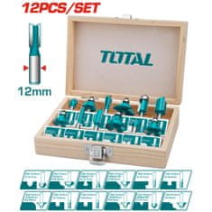 Total Komplet nastavkov za usmerjevalnik 12 kosov (12 mm) (TACSR2121)