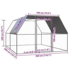 Vidaxl Kokošnjak 3x4x2 m pocinkano jeklo