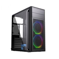 Gembird Fornax M100RGB kaljeno steklo črno RGB ventilator ATX, Gaming računalniško ohišje (CCC-FC-M100RGB)