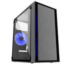 Gembird FORNAX-960B akrilno steklo microATX 3 x 12 cm modri LED 2x USB 3.0 Gaming računalniško ohišje