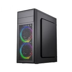 Gembird Fornax M100RGB kaljeno steklo črno RGB ventilator ATX, Gaming računalniško ohišje (CCC-FC-M100RGB)