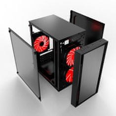 Gembird FORNAX-960R akrilno steklo microATX 3 x 12 cm rdeči LED 2x USB 3.0 Gaming računalniško ohišje